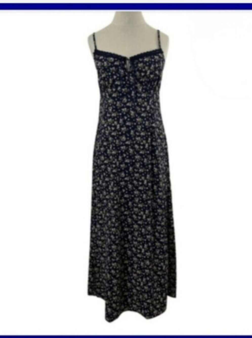 Blu Pepper Black Floral Maxi Slip Dress with Golden Floral Blossoms Large